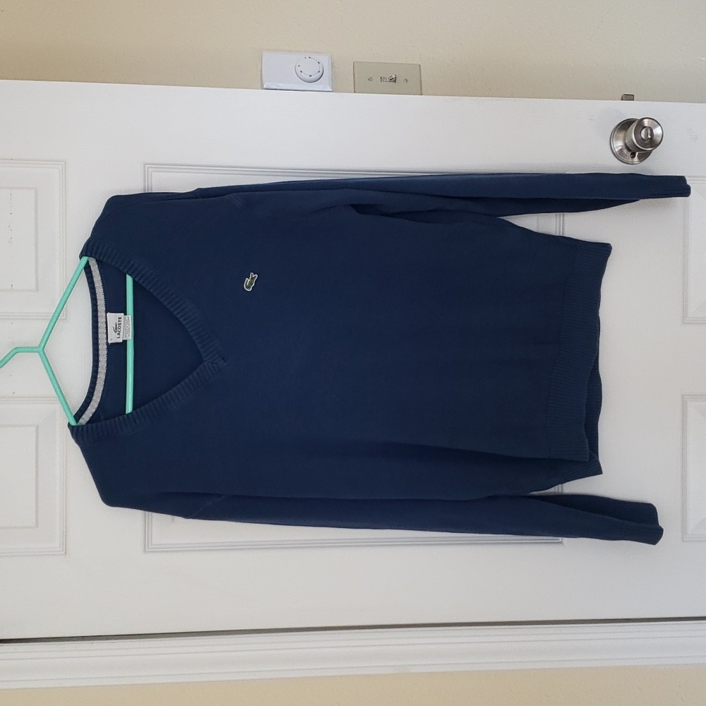 Mens Lacoste blue V-neck sweater